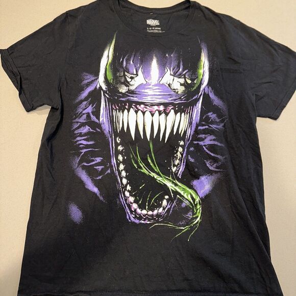 Vtg 2000s Marvel Venom Large Face Print T-Shirt Size (L) - Picture 1 of 3